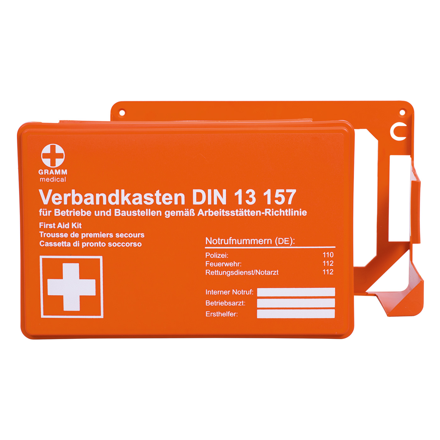 Betriebsverbandkasten DIN 13157 orange (mit Wandhalterung